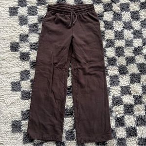 Aritzia TNA brown cozy fleece wide leg sweatpants